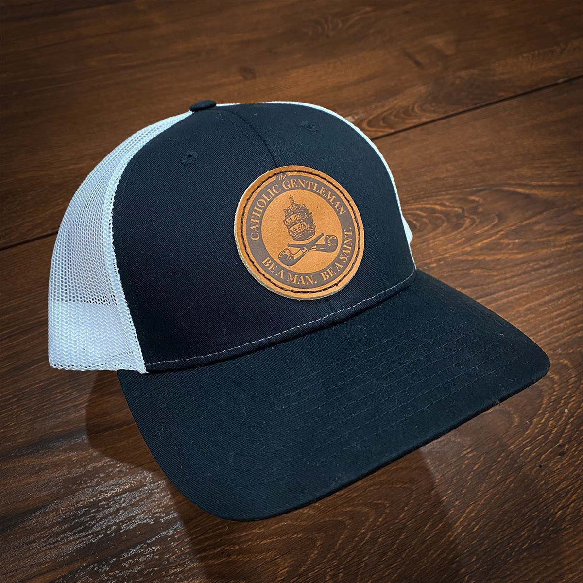 Leather Patch Hat - Black/White – The Catholic Gentleman Store